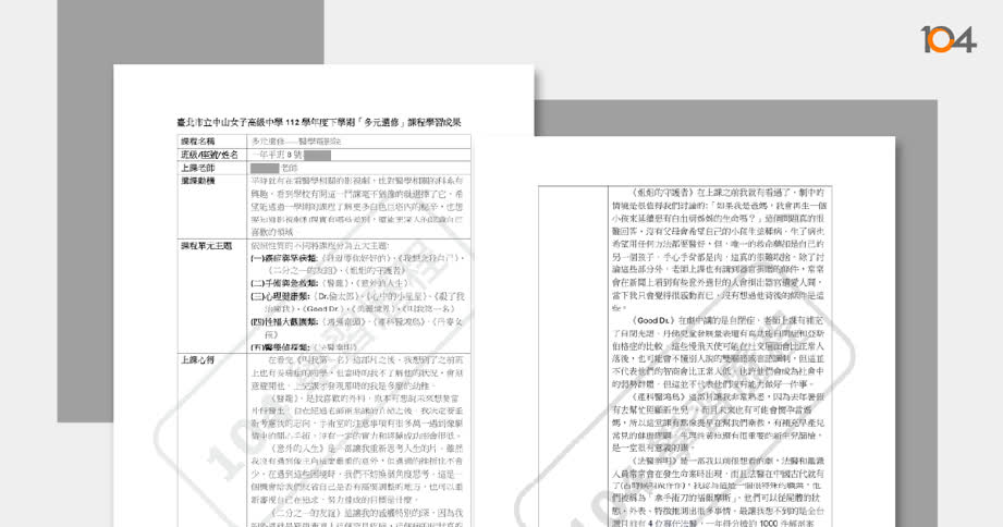 高中服務學習經驗範例 - 104學習歷程